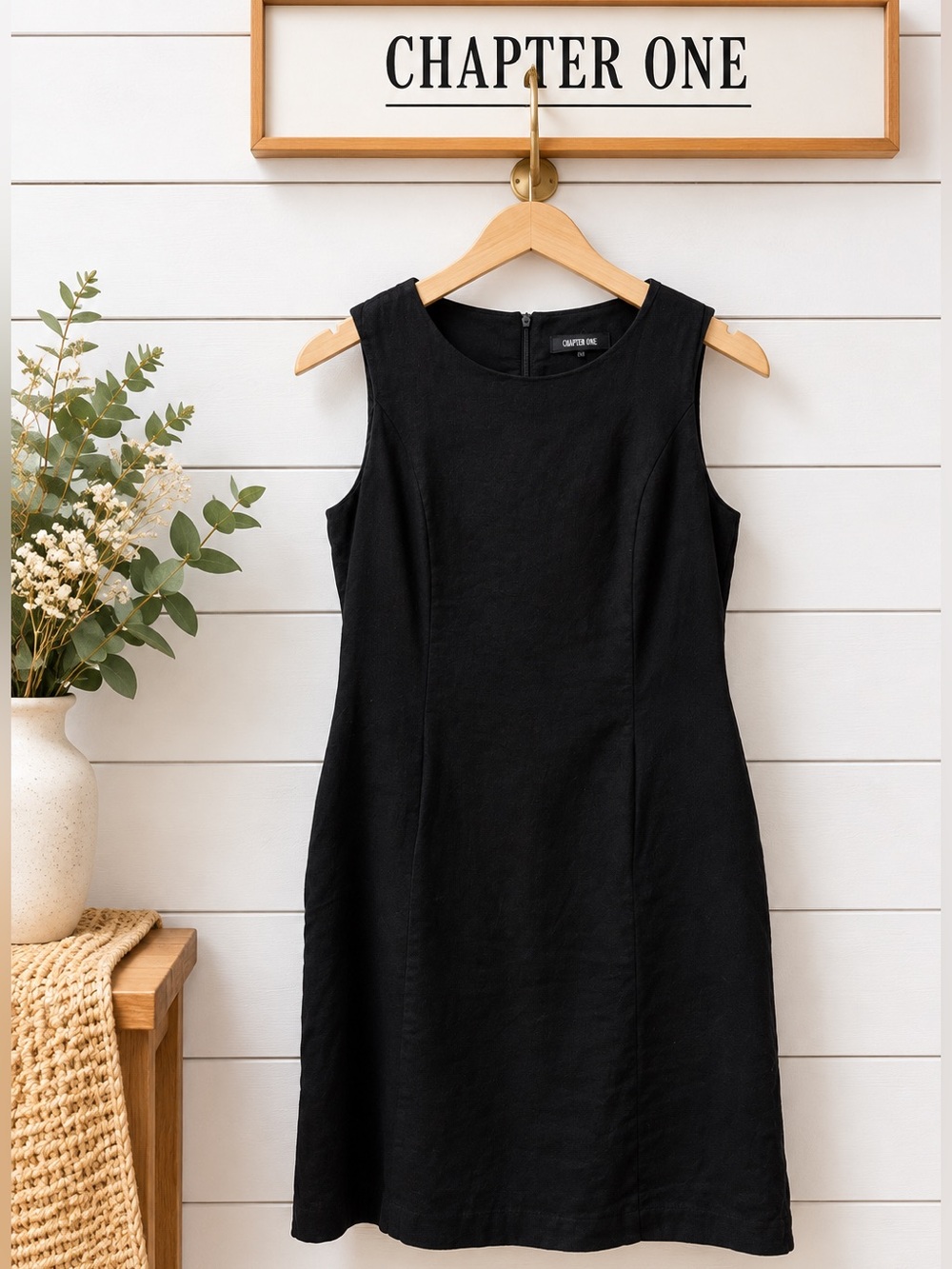 Chapter One Black Linen Blend Sleeveless Dress – Size 10
